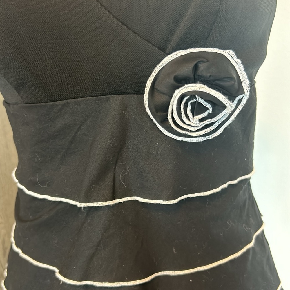 Citrine: Tiered Black and White Spaghetti Strap A Line Dress, Size 8 - Picture 5 of 15